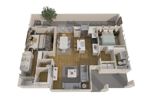 Floor plan for 2 beds, 2 baths, 1094 sqft